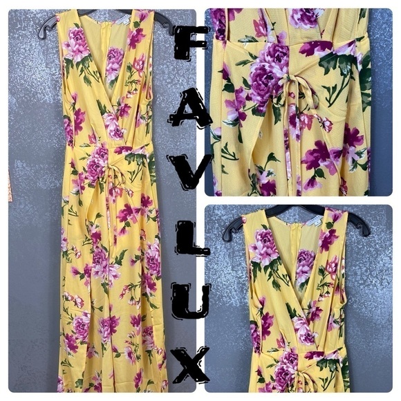 Favlux yellow floral jumpsuit sleeveless v-neck - Picture 2 of 12